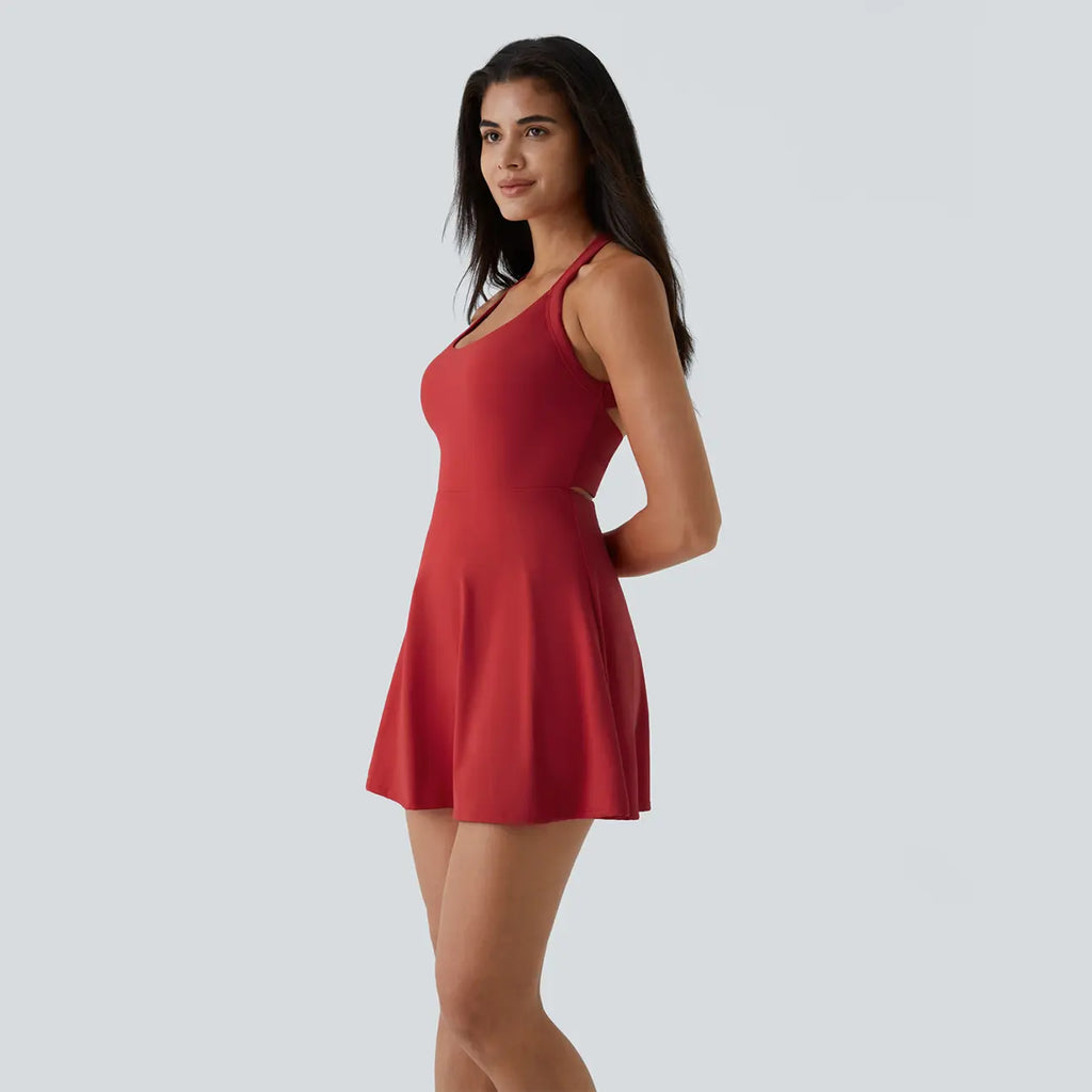 ✨✨Backless Sleeveless Criss Cross Active Spring Dresses for Women, Dresses with pockets for Yoga Workout Running, Women's Sports & Outdoor Clothing