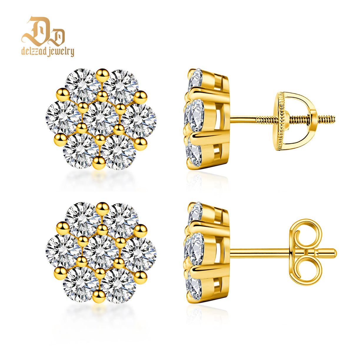 💎💎IcyBloom Floral Shine Stud Earrings 925S & VVS Moissanite