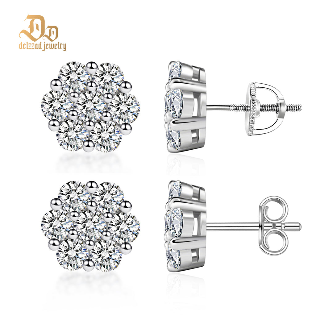 💎💎IcyBloom Floral Shine Stud Earrings 925S & VVS Moissanite