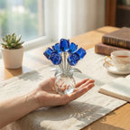 ✨✨Colorful Rose Flower Crystal Figurine with Vase Bouquet K9 Crystal Handmade Ornament