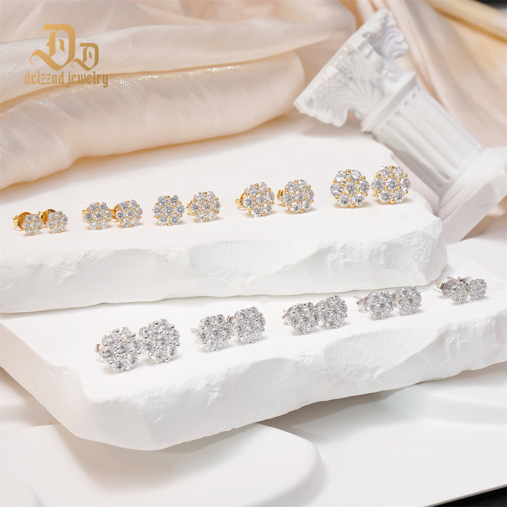 💎💎IcyBloom Floral Shine Stud Earrings 925S & VVS Moissanite