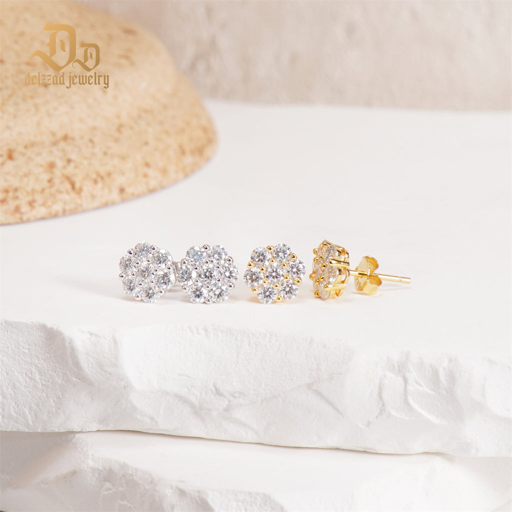 💎💎IcyBloom Floral Shine Stud Earrings 925S & VVS Moissanite
