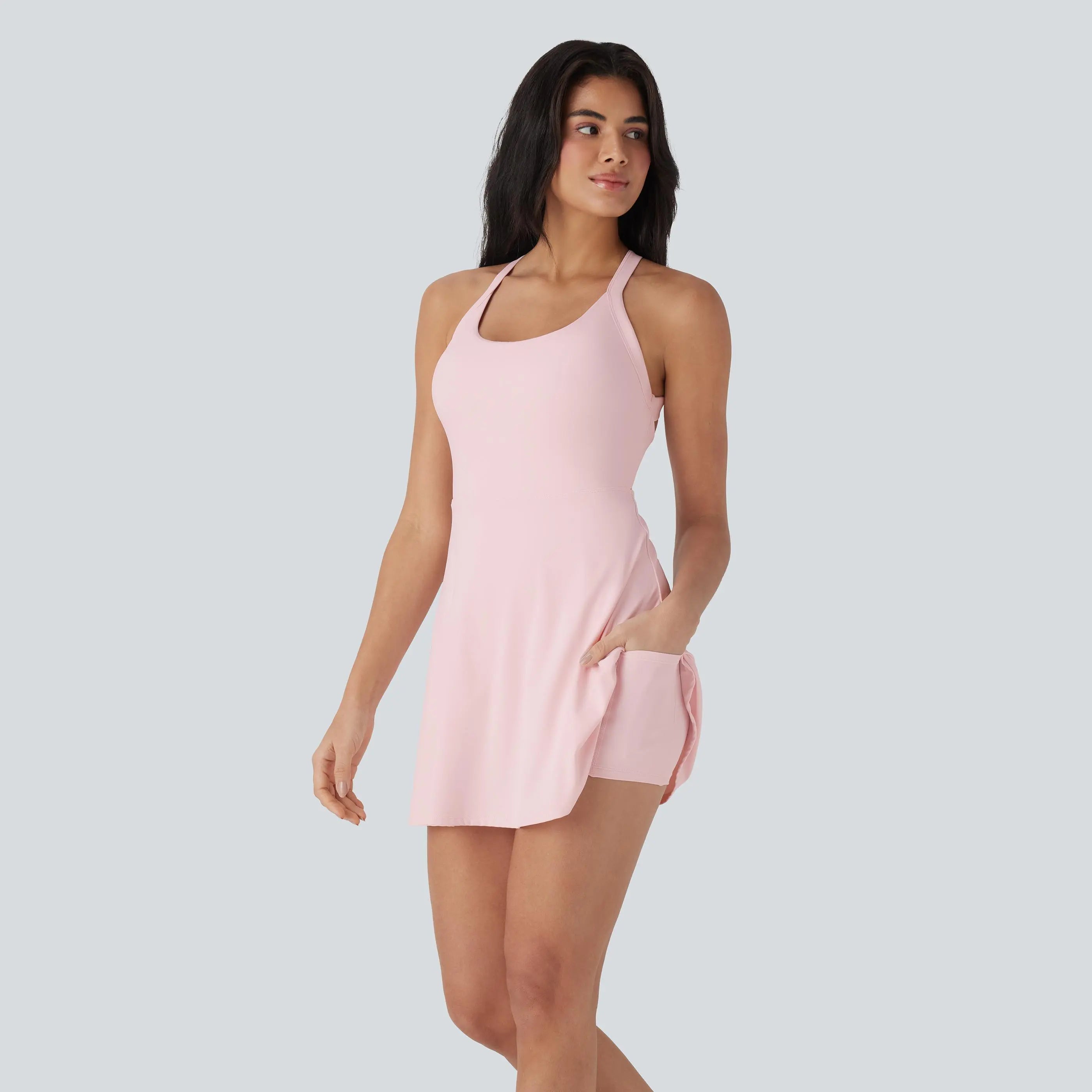 ✨✨Backless Sleeveless Criss Cross Active Spring Dresses for Women, Dresses with pockets for Yoga Workout Running, Women's Sports & Outdoor Clothing