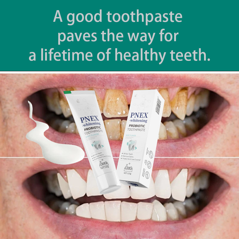 PNEX Probiotic Whitening Toothpaste: Yellow Stain Remover, Enamel Care, Long-Lasting Fresh Breath