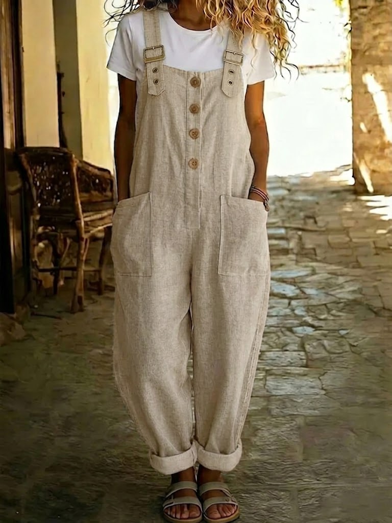 📦📦LAST DAY SAVE 49% ⏰Casual Linen And Cotton Jumpsuit With Adjustable Straps