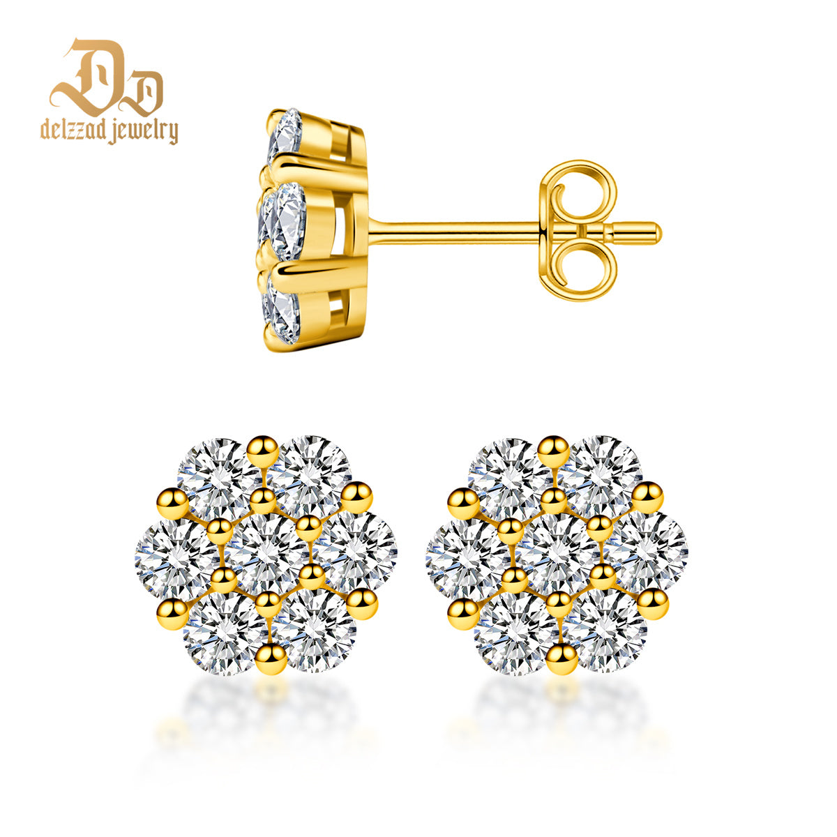 💎💎IcyBloom Floral Shine Stud Earrings 925S & VVS Moissanite