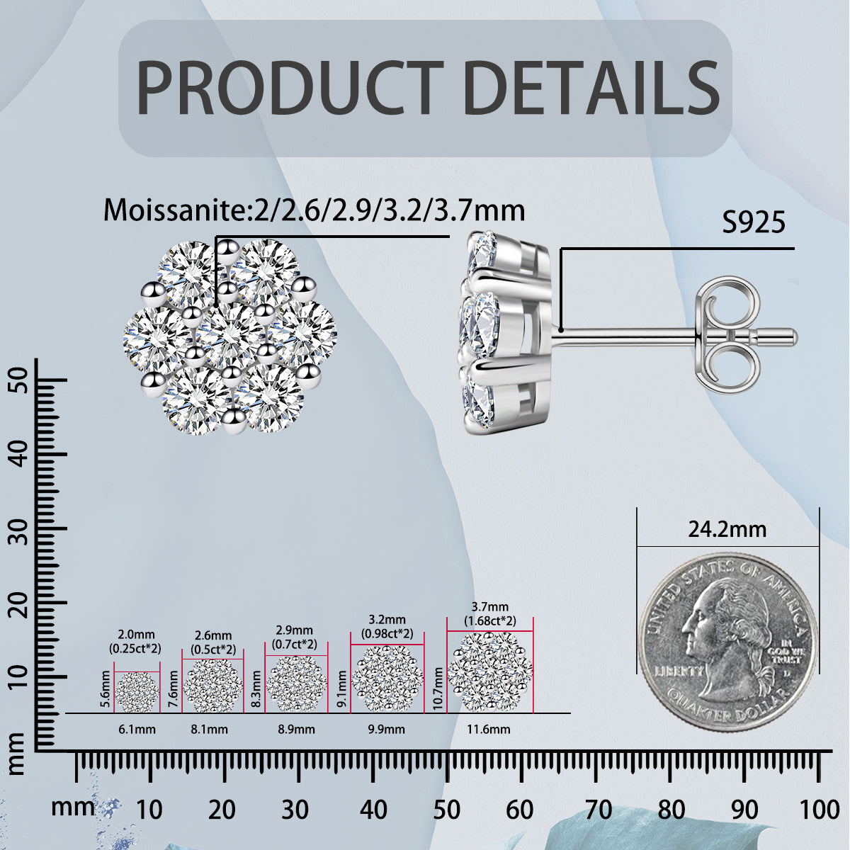 💎💎IcyBloom Floral Shine Stud Earrings 925S & VVS Moissanite