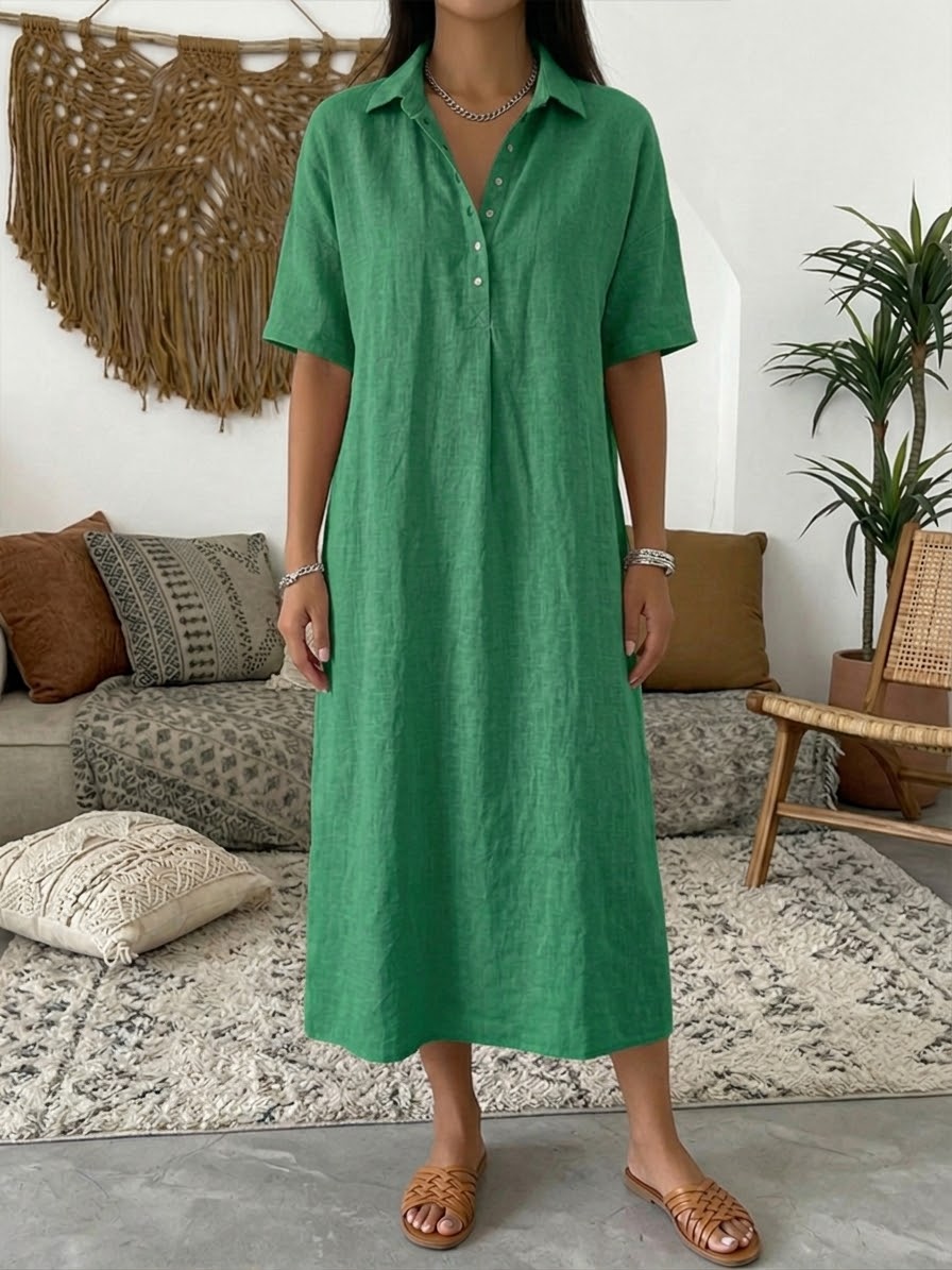 📦📦LAST DAY SAVE 49% ⏰Casual Polo Collar Linen And Cotton Short-sleeved Dress