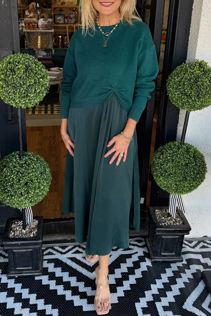 📦📦LAST DAY SAVE 49% ⏰Women Inner Dress + Knitted Pleated Top Casual Suit