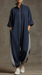 📦📦LAST DAY SAVE 49% ⏰Women's Stand-collar 3/4 Sleeve Casual Loose Hooded Linen Jumpsuit