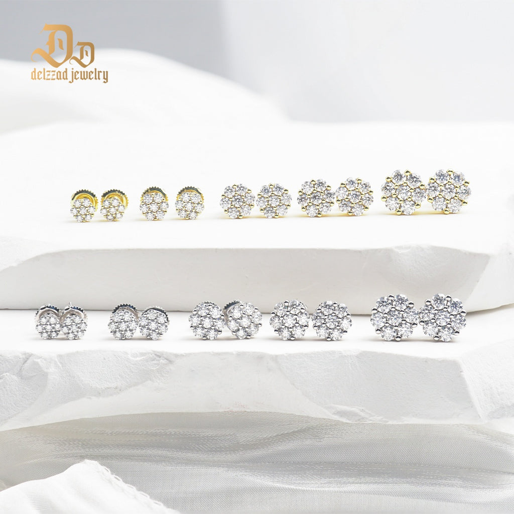 💎💎IcyBloom Floral Shine Stud Earrings 925S & VVS Moissanite