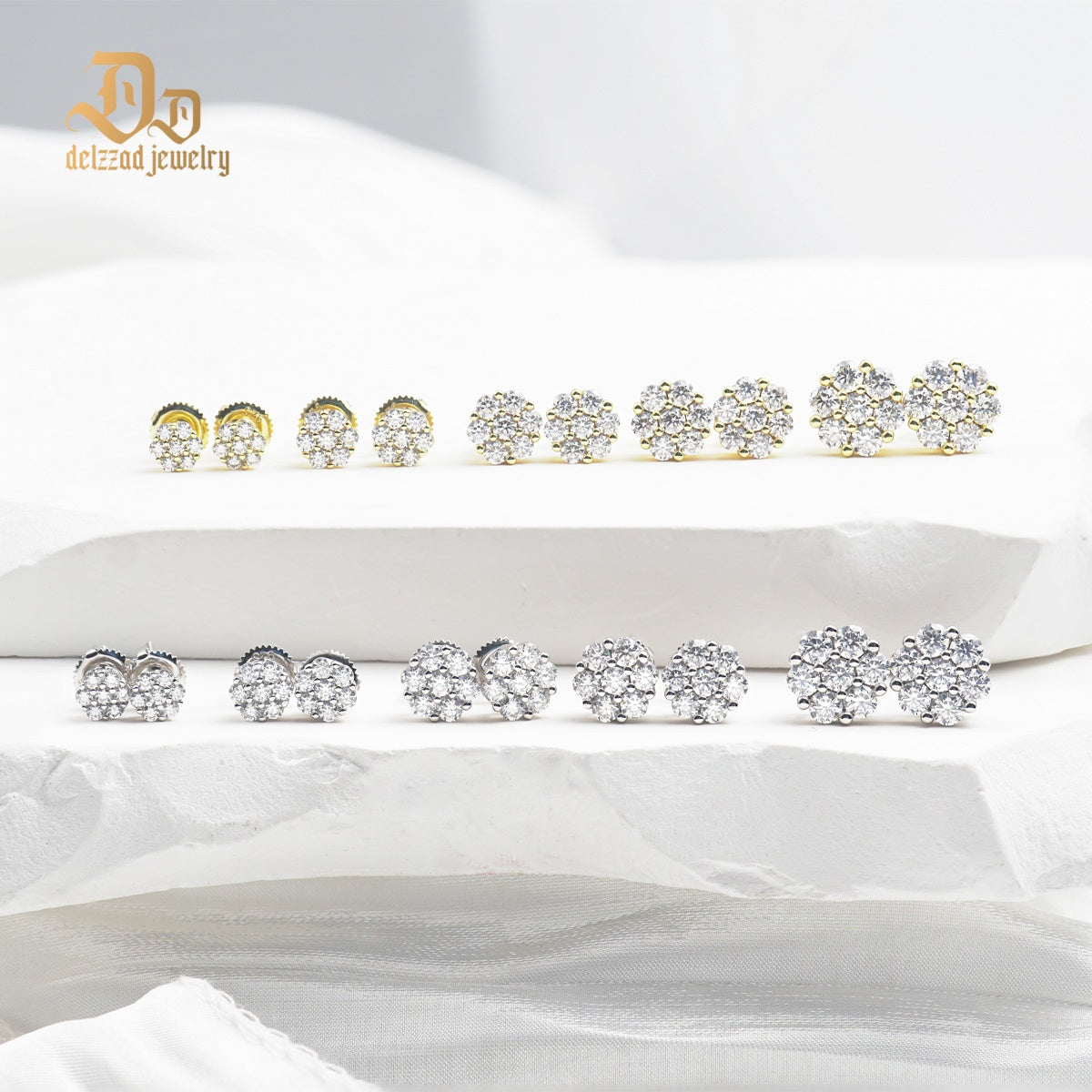 💎💎IcyBloom Floral Shine Stud Earrings 925S & VVS Moissanite