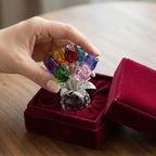 ✨✨Colorful Rose Flower Crystal Figurine with Vase Bouquet K9 Crystal Handmade Ornament