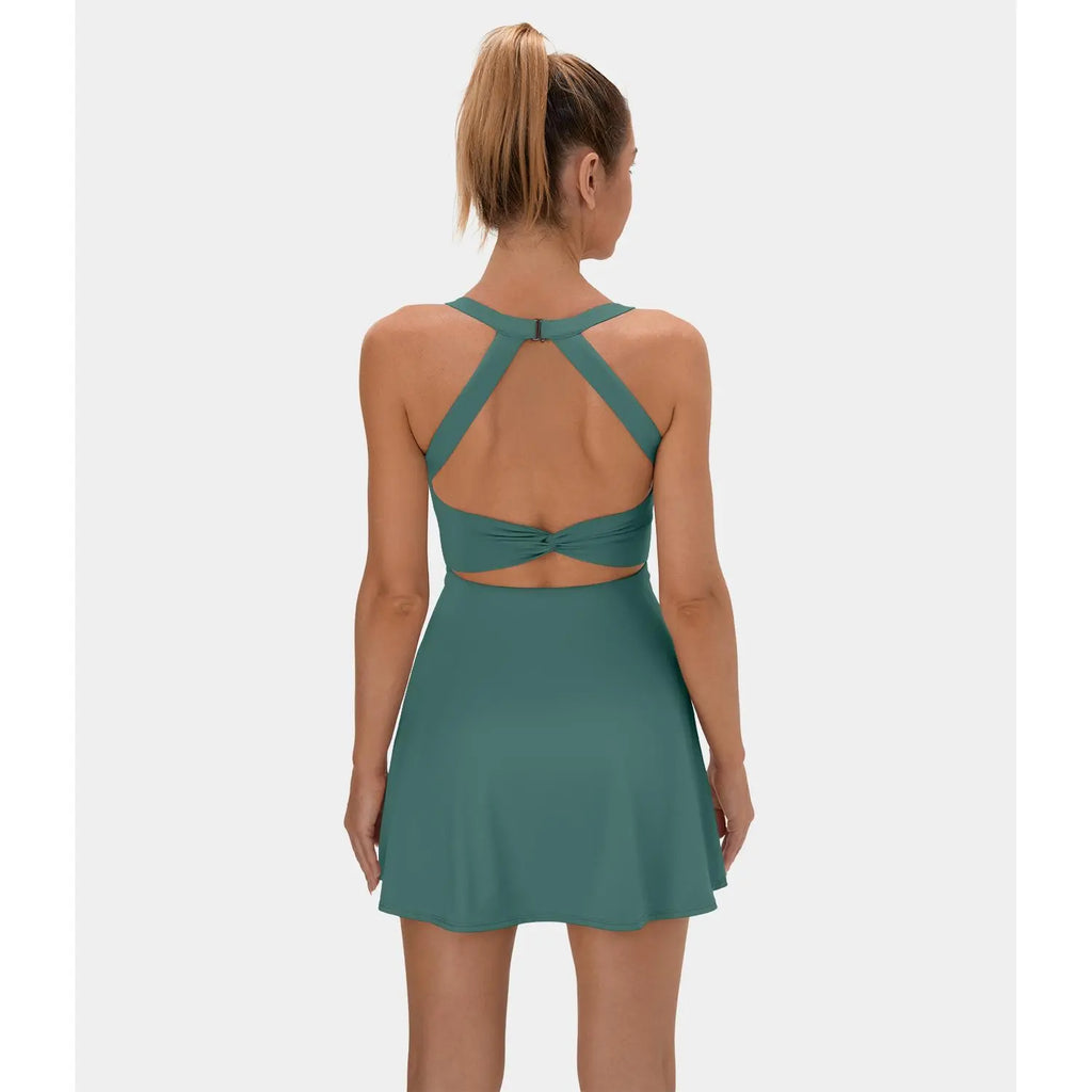 ✨✨Backless Sleeveless Criss Cross Active Spring Dresses for Women, Dresses with pockets for Yoga Workout Running, Women's Sports & Outdoor Clothing