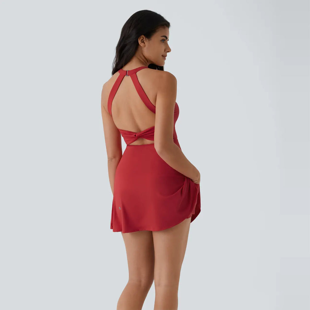 ✨✨Backless Sleeveless Criss Cross Active Spring Dresses for Women, Dresses with pockets for Yoga Workout Running, Women's Sports & Outdoor Clothing