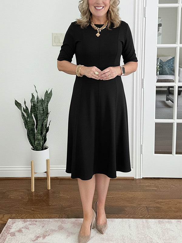 📦📦LAST DAY SAVE 49% ⏰ Crew Neck Vertical Striped Elegant Dress