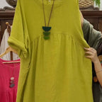 💝💝Last Day Sale 49% Off💃Women's Casual Loose Round Neck Solid Color Dress with 3/4 Sleeves & Pockets