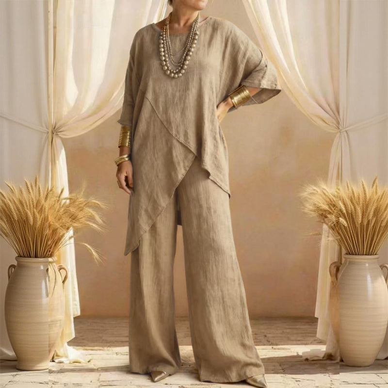 📦📦LAST DAY SAVE 49% ⏰Women's cotton and linen asymmetrical top set