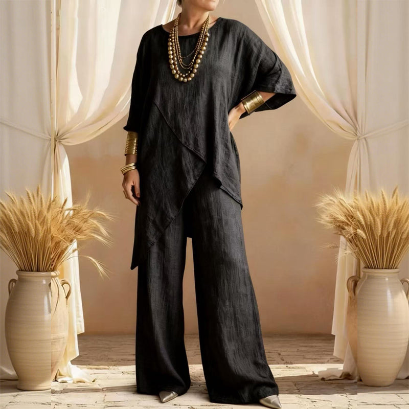 📦📦LAST DAY SAVE 49% ⏰Women's cotton and linen asymmetrical top set
