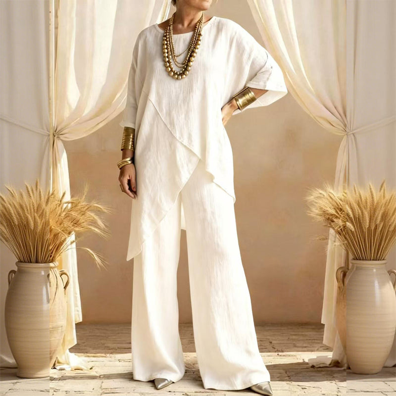 📦📦LAST DAY SAVE 49% ⏰Women's cotton and linen asymmetrical top set