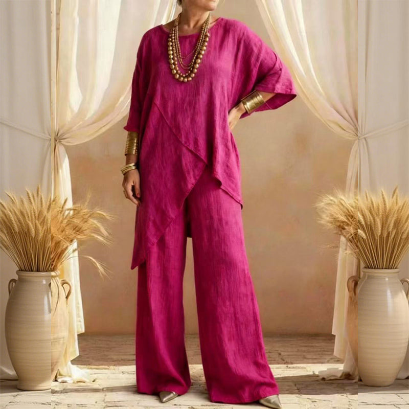 📦📦LAST DAY SAVE 49% ⏰Women's cotton and linen asymmetrical top set