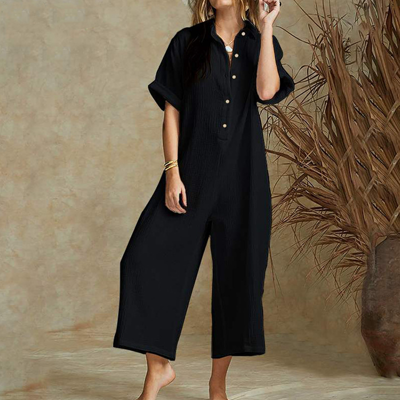 📦📦LAST DAY SAVE 49% ⏰Casual jumpsuit with short sleeves and wide legs for women