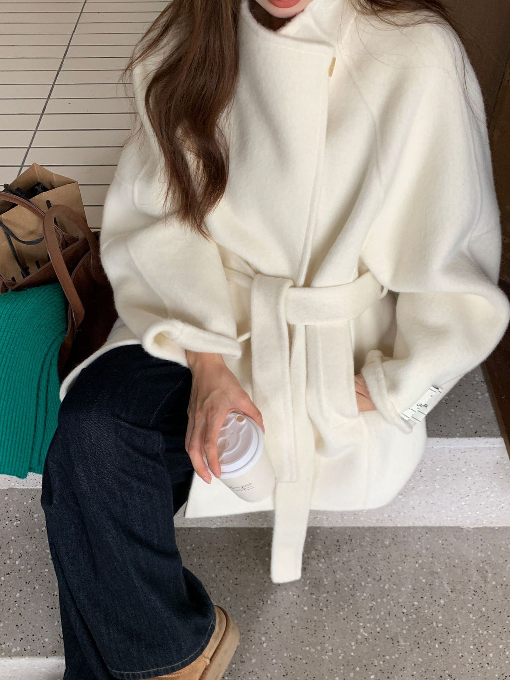 Yak Wool Double-Faced Wool Coat for Petite Women Winter Outerwear for Women Premium Korean-Style Wool Coat Wool Blend Outerwear for Women