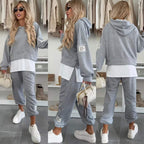 🎈🎈Women's Hooded Patchwork Casual Sweatshirt Suit
