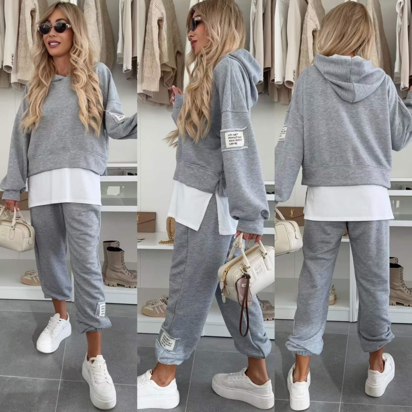🎈🎈Women's Hooded Patchwork Casual Sweatshirt Suit