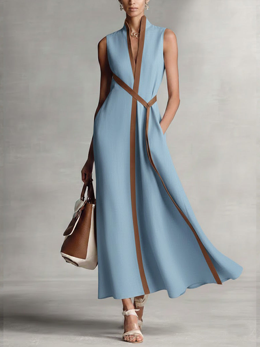 ✨✨Buy 2 Pcs Free Shipping - Women's Stand-up Collar Sleeveless Casual Loose Cotton And Linen Dress