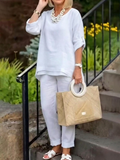 📦📦LAST DAY SAVE 49% ⏰Minimalist & Cozy Layered Hem Cotton-linen Two-piece Set