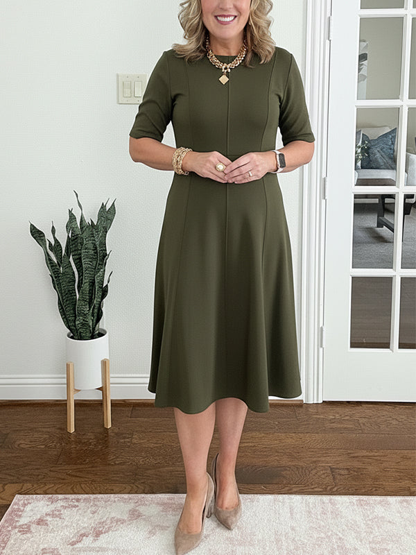 📦📦LAST DAY SAVE 49% ⏰ Crew Neck Vertical Striped Elegant Dress