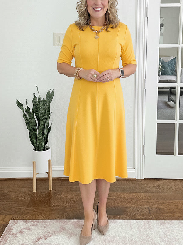 📦📦LAST DAY SAVE 49% ⏰ Crew Neck Vertical Striped Elegant Dress