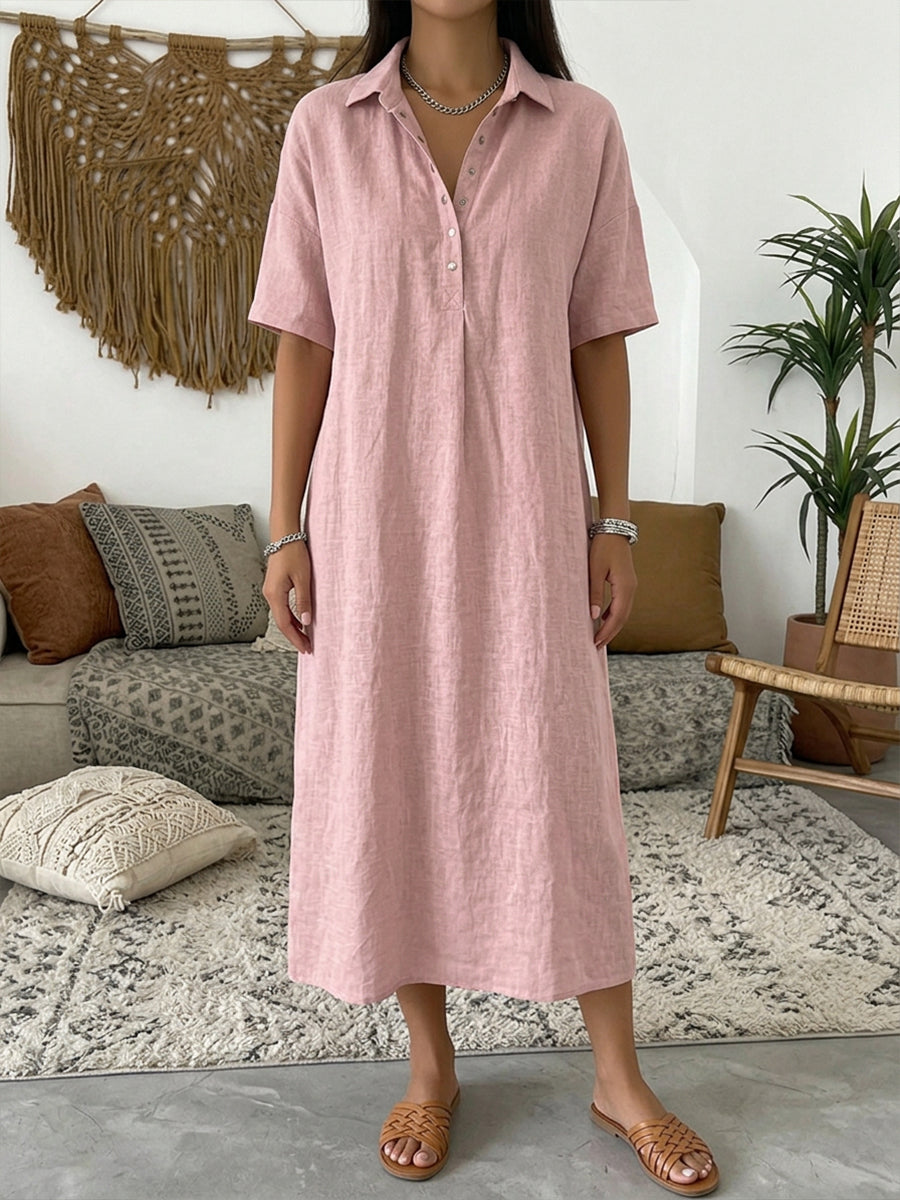 📦📦LAST DAY SAVE 49% ⏰Casual Polo Collar Linen And Cotton Short-sleeved Dress