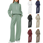 📦📦CLEARANCE SALE🔥 Women's Solid Color Cotton Half Zip Two-Piece Set