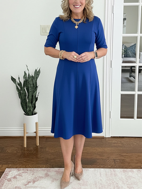 📦📦LAST DAY SAVE 49% ⏰ Crew Neck Vertical Striped Elegant Dress