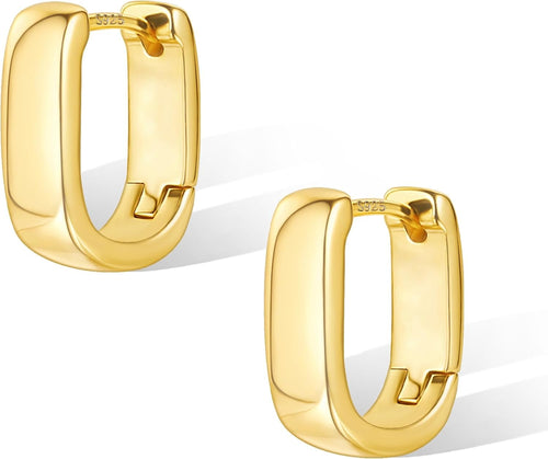 925 Sterling Silver Earrings Small Chunky Silver Earrings for Women Trendy Small Hoop Earrings Silver Hypoallergenic Earrings Small Thick Huggie Hoops Earrings for Jewelry Gifts