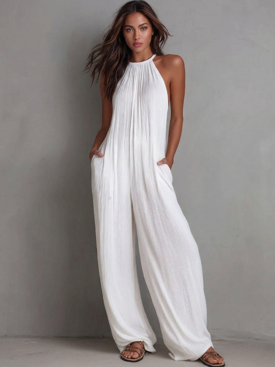 📦📦LAST DAY SAVE 49% ⏰Minimalist Halter-neck Loose Cotton-linen Jumpsuit