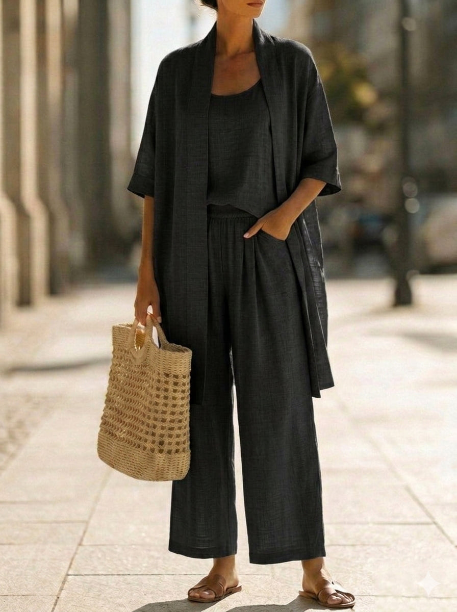 💝💝Minimalist Linen-cotton Three-piece Set - Comfortable For Everyday Wear