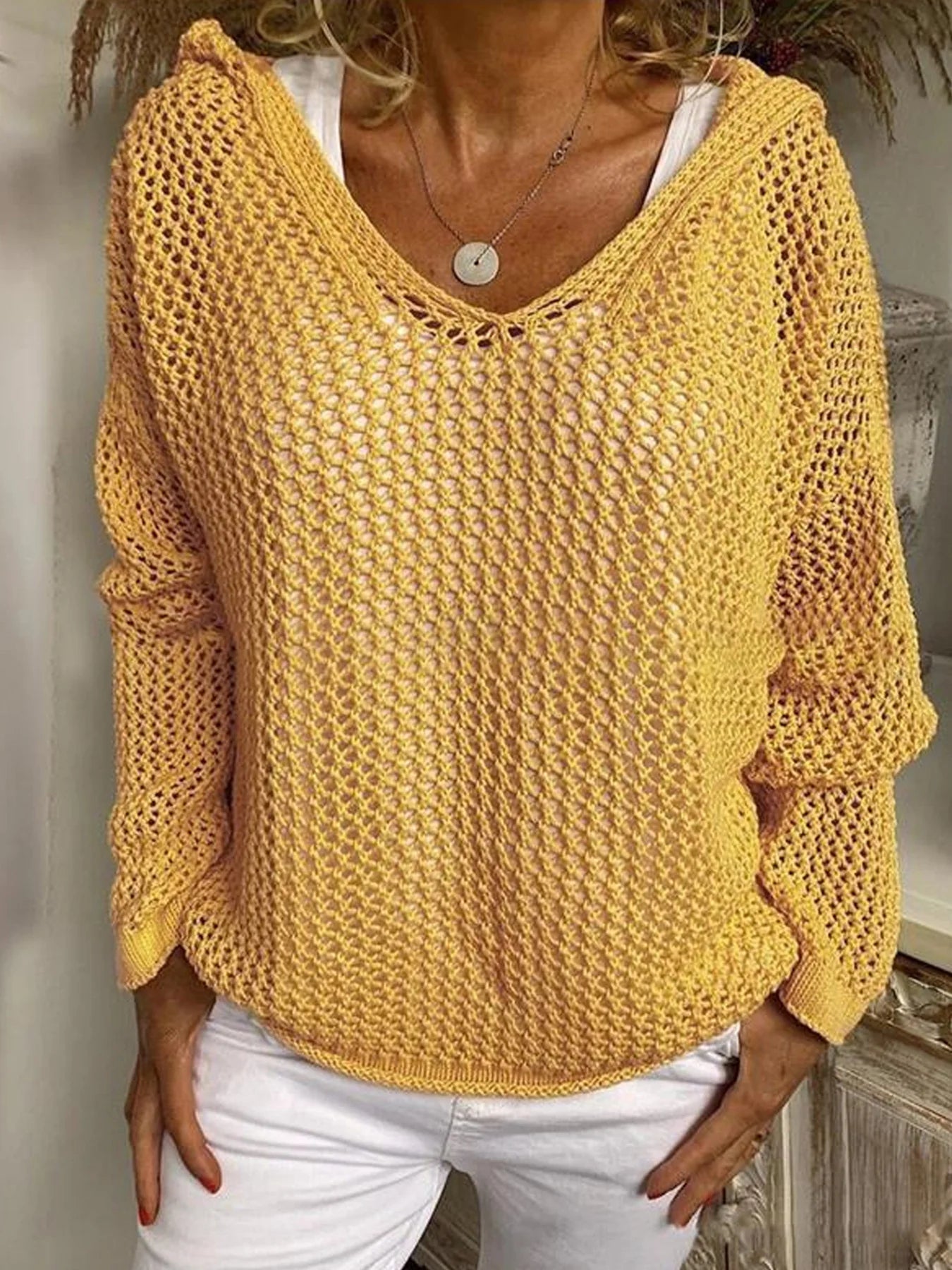 📦📦LAST DAY SAVE 49% ⏰Women's Casual Hooded Open-knit Sweater