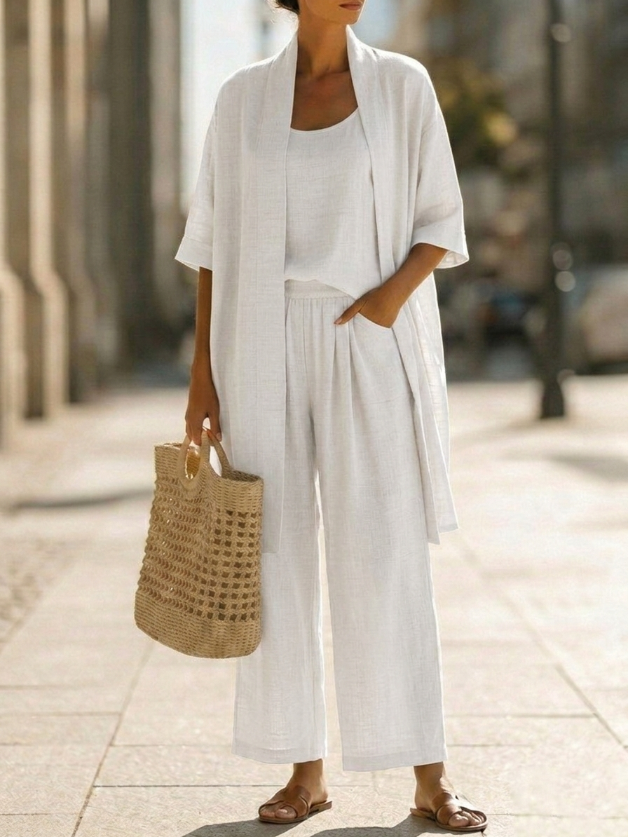 💝💝Minimalist Linen-cotton Three-piece Set - Comfortable For Everyday Wear