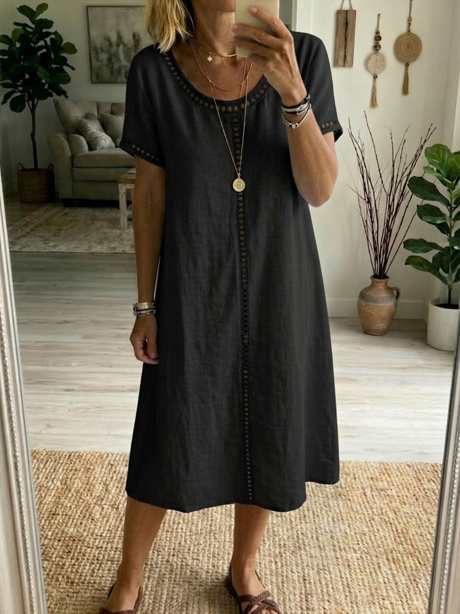 📦📦LAST DAY SAVE 49% ⏰Casual Patchwork Openwork Ribbon Linen And Cotton Dress