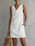 📦📦LAST DAY SAVE 49% ⏰Draped-neck Sleeveless Cotton Dress