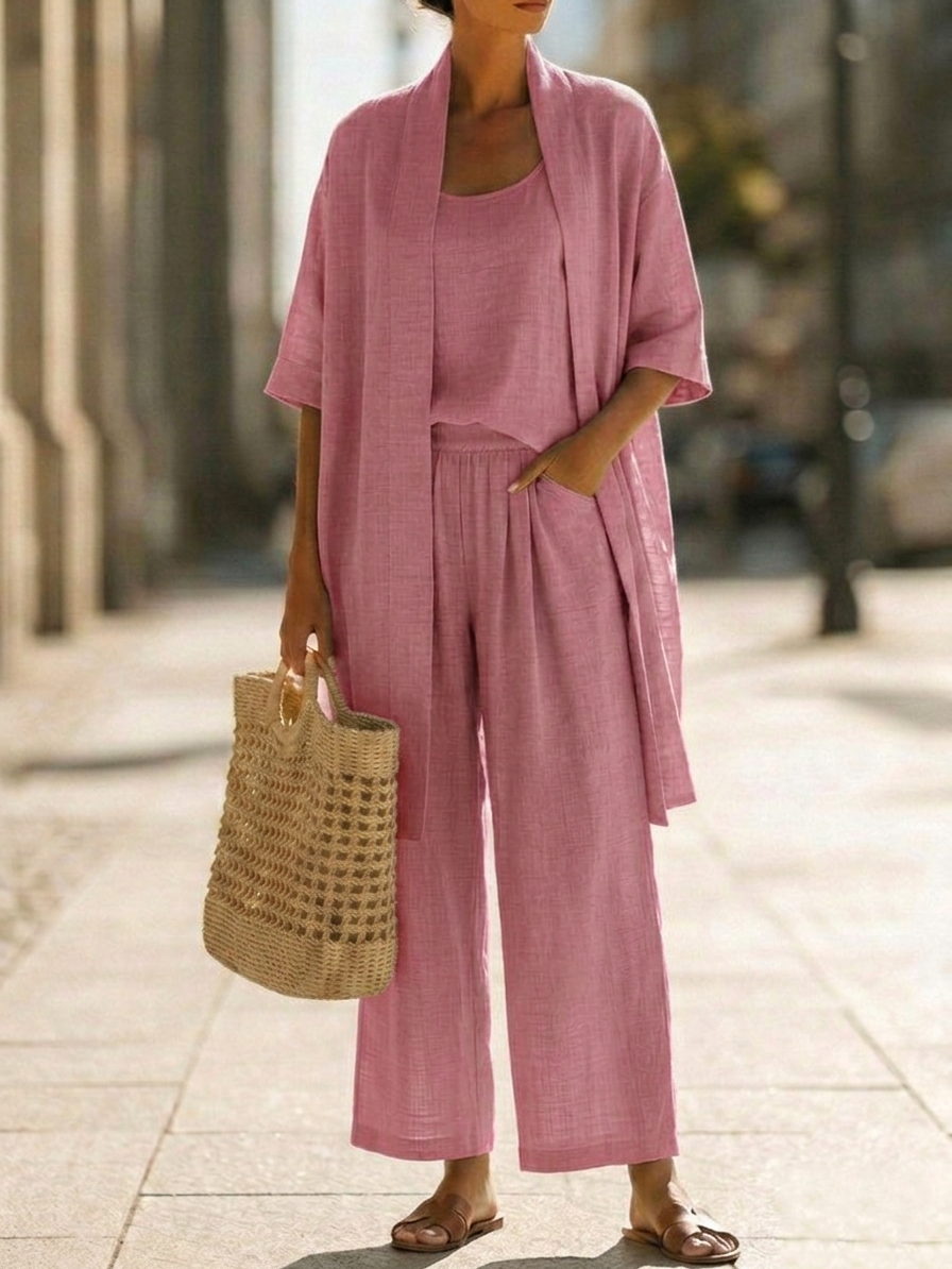 💝💝Minimalist Linen-cotton Three-piece Set - Comfortable For Everyday Wear