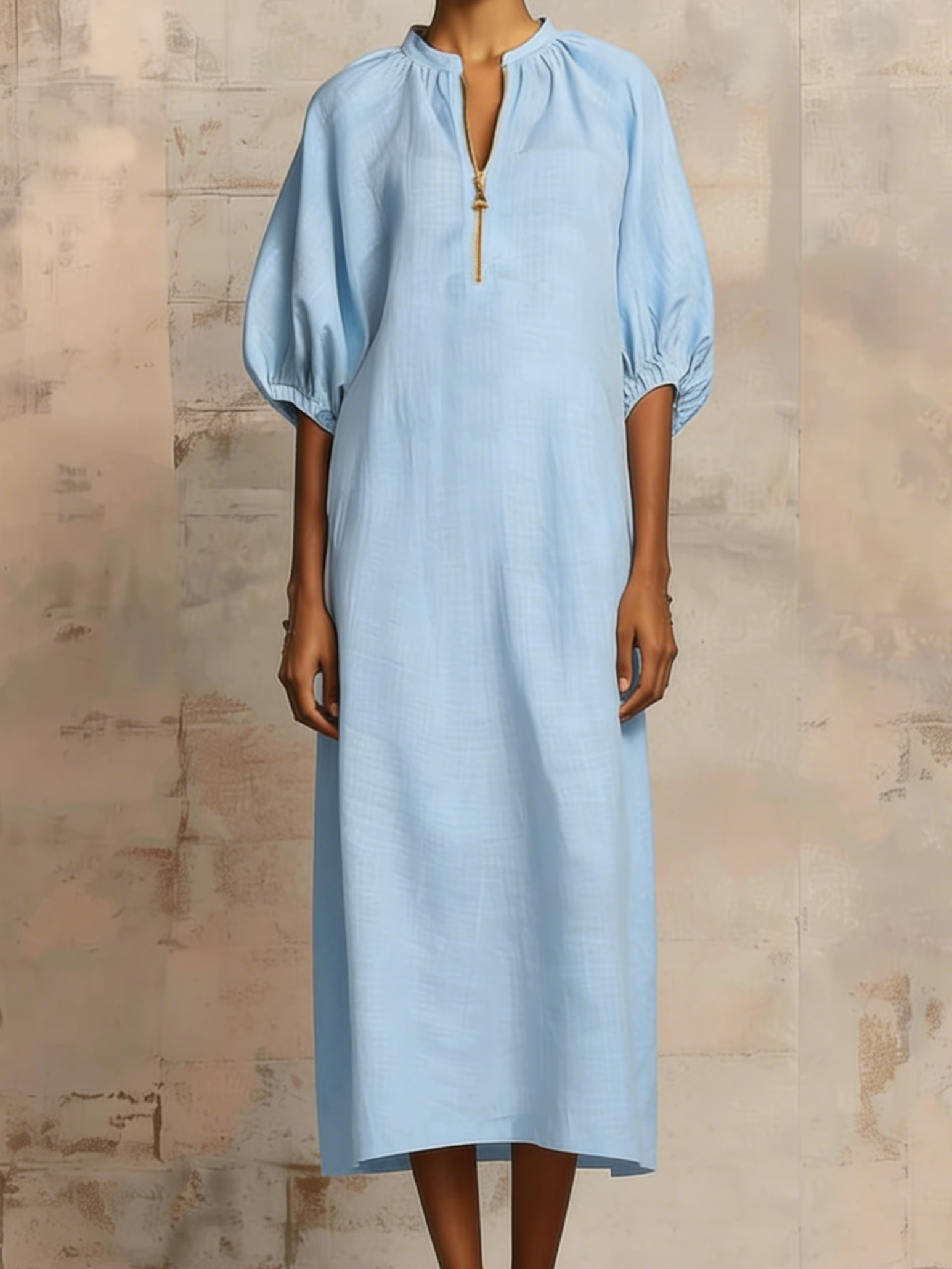 📦📦LAST DAY SAVE 49% ⏰Stylish Zippered Loose Linen-cotton Midi Dress