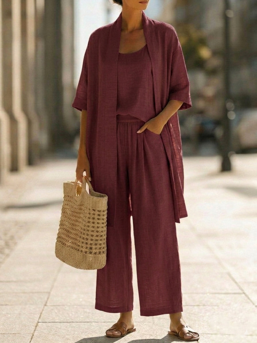 💝💝Minimalist Linen-cotton Three-piece Set - Comfortable For Everyday Wear