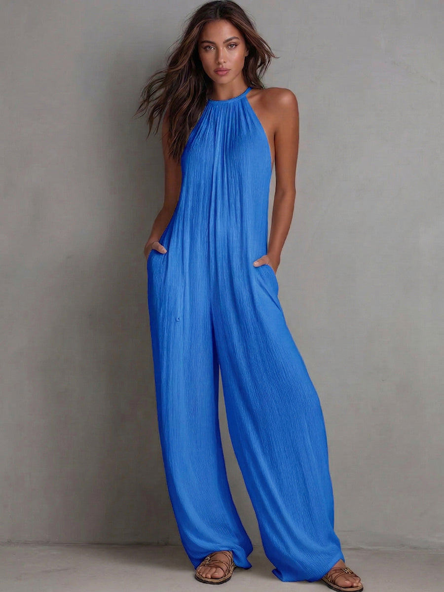 📦📦LAST DAY SAVE 49% ⏰Minimalist Halter-neck Loose Cotton-linen Jumpsuit