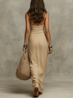 📦📦LAST DAY SAVE 49% ⏰Stylish & Sexy Halter-neck Cotton-linen Maxi Dress