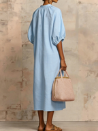 📦📦LAST DAY SAVE 49% ⏰Stylish Zippered Loose Linen-cotton Midi Dress