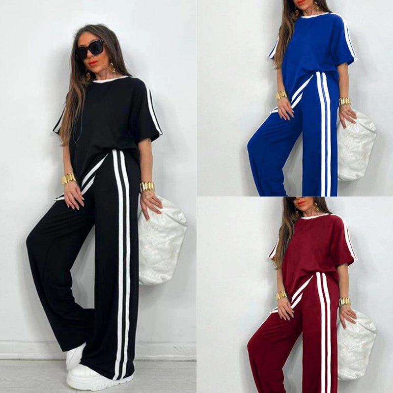 🌷🌷50%  OFF !! ⏰Women's Striped Top & Wide-Leg Pants Set